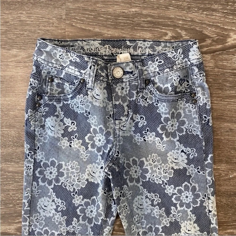 Justice Premium‎ Floral skinny jeans. Size 10. New